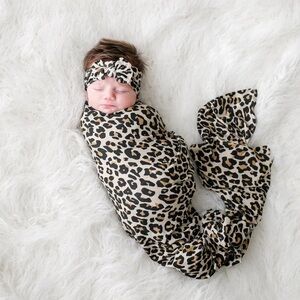 Posh Peanut Leopard Swaddle Blanket -no headband